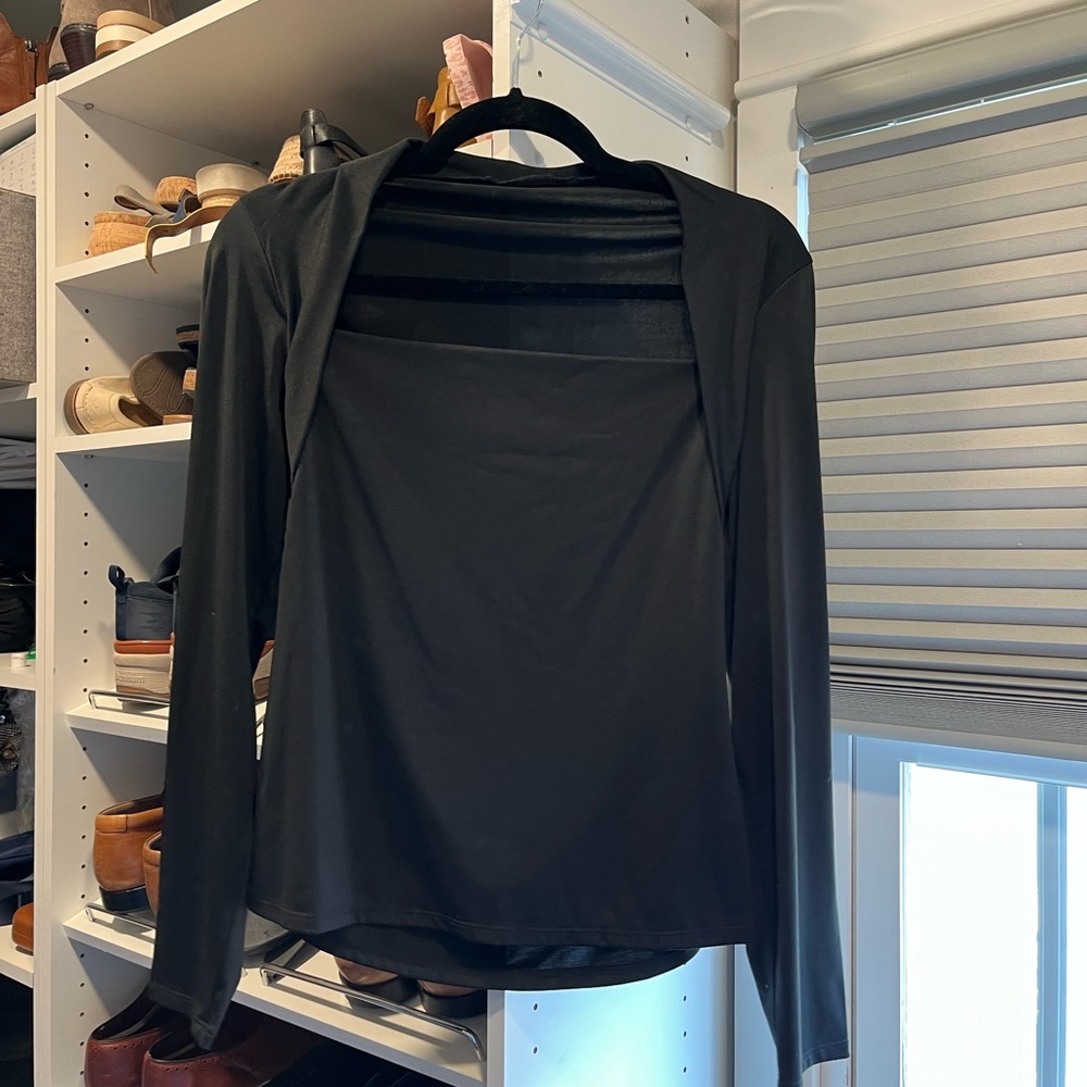 90s Black Open-Front Women’s Long Sleeve Top